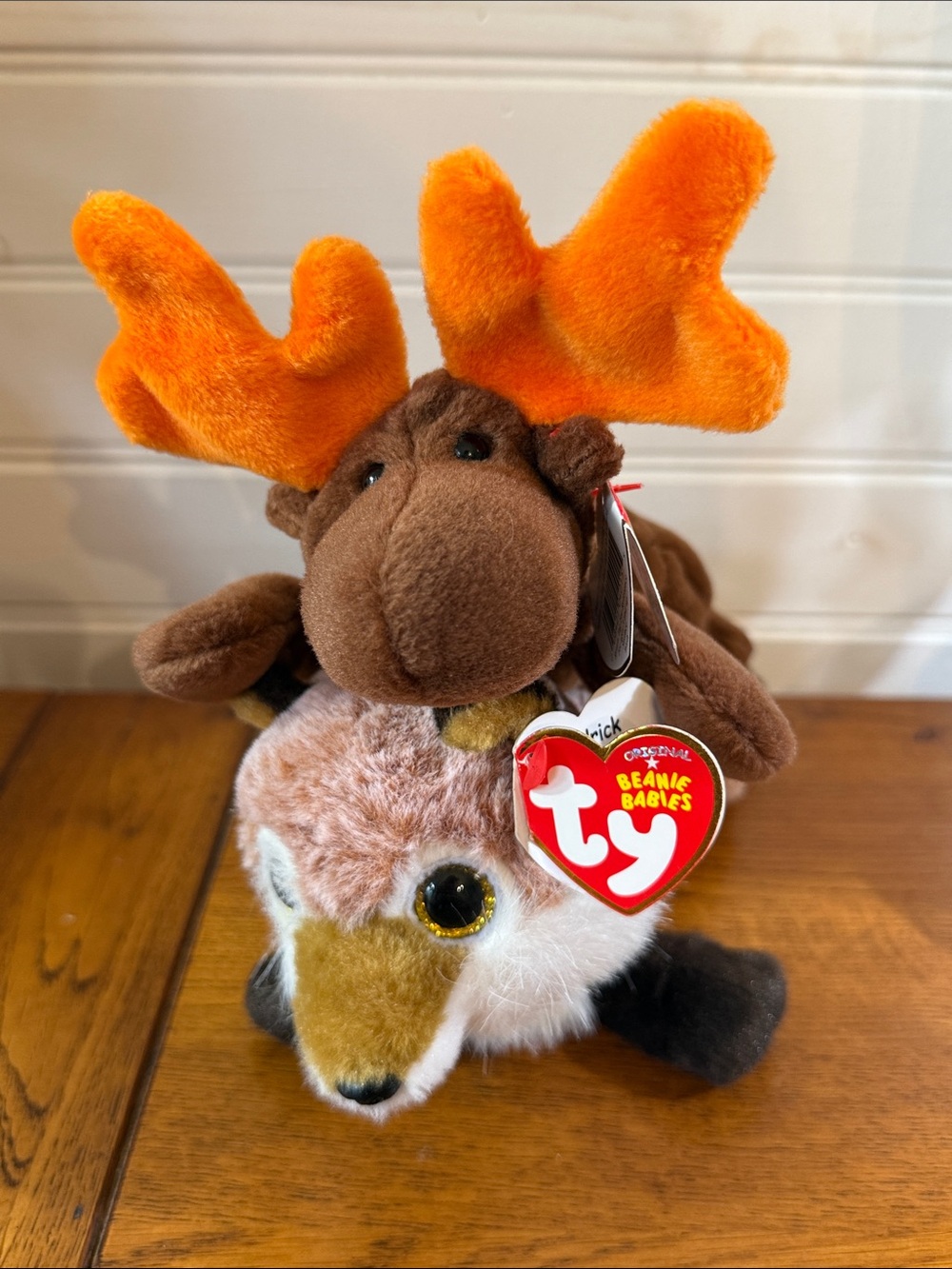 Lot of 2 BEANIE BABIES Ty Chocolate Moose Plush And Fredrick TY fox plush